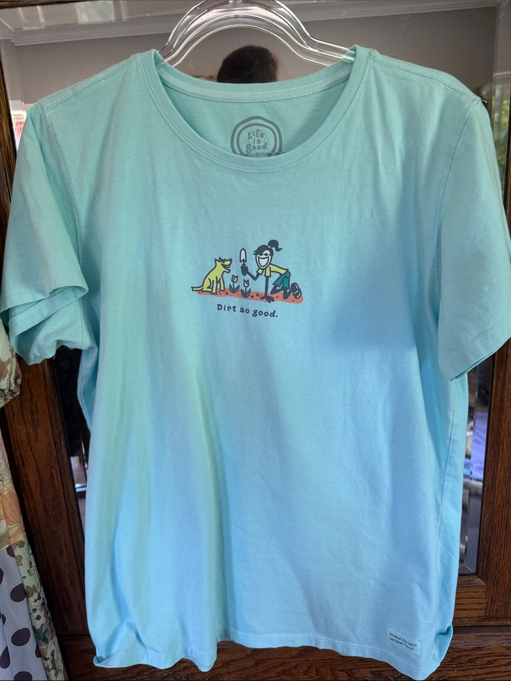Life Is Good Women's Light Aqua 'Dirt So Good' Dog Graphic Tee